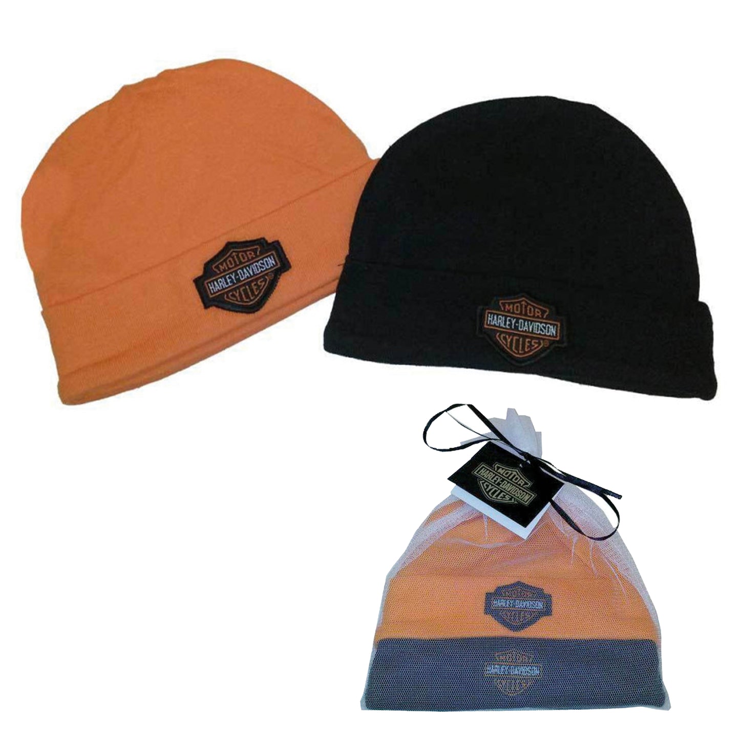 Harley-Davidson Baby Mützen Set Schwarz & Orange